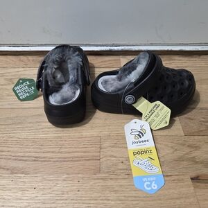 Joybees Kids Black Faux Fur Lined Clogs | Crocs Style | NWT | Size Toddler 6